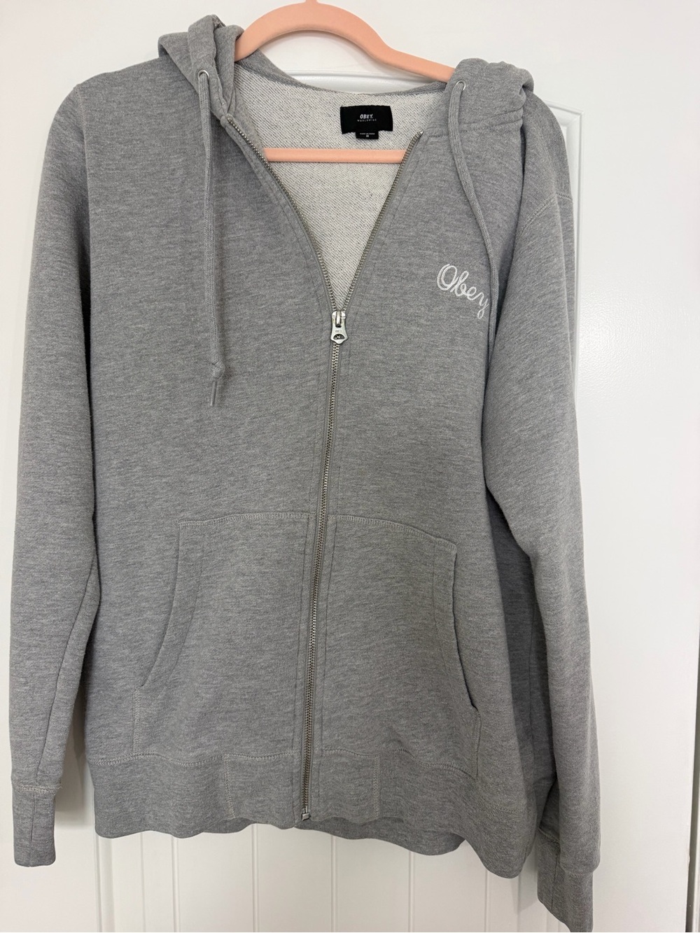 OBEY Worldwide Gray Full Zip Hoodie Men's/Unisex Medium